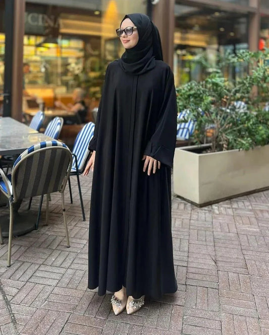 Elegant Black Georgette Abaya With Matching Hijab | Abayas by Aisha